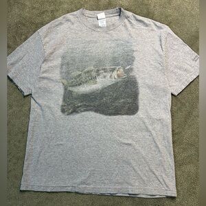 Vintage 90s Bass Fish Fishing Nature T Shirt Size XL Y2K Animal Tee